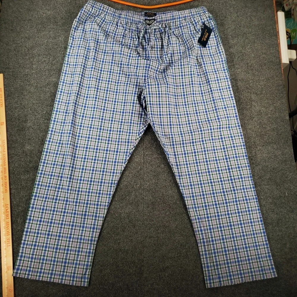 Polo Ralph Lauren Pajama Pants Mens 2X RY27RX Blue Plaid NEW